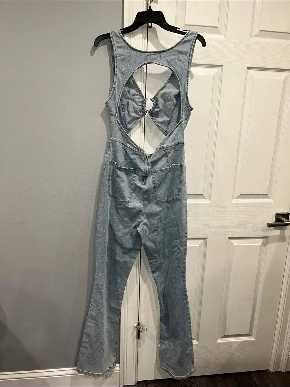 NWT Free People Ultraviolet Denim Jumpsuit Size Large Z499